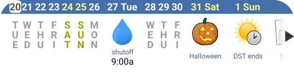 Blik agenda widget showing pictures for upcoming events
